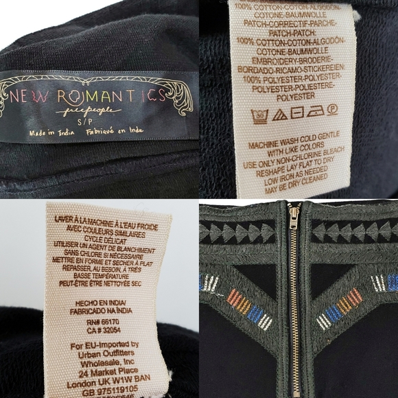 Free People Womens Black Green Tribal Cheer Embroidered Boho Mini Skirt Size S - Picture 5 of 5